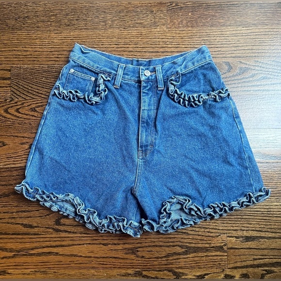 Gitano vintage womens shorts Sz. 25/26 super high waist blue ruffles